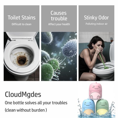 CloudMades Cute Dinosaur-Shaped Toilet Bowl Cleaner Bottle, Bathroom Toilet Tank Cleaner with Ocean, Jasmine, and Peach Scent,Three bottles can be used for 9 months (Ocean&Peach&Jasmine)