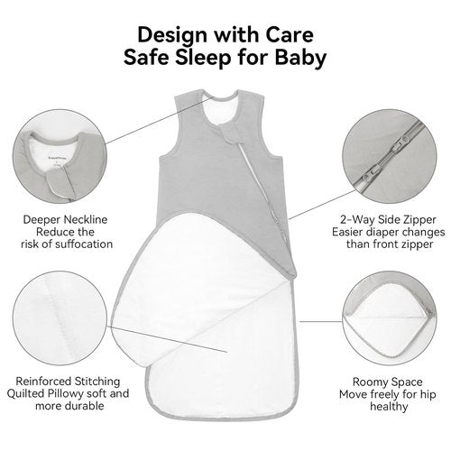 BubblePanda Bamboo Sleep Sack - Soft & Lightweight 0.5 Tog for Babies 6-12 Months | 2-Way Zipper Design