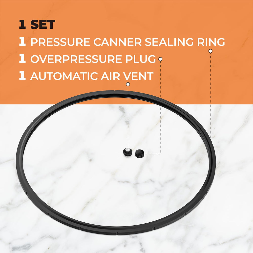 09905 Pressure Canner Sealing Ring Fit for Presto,Replacement Gasket for Presto 01710, 01740,01750,01770,01780 12-22qt Pressure Cooker or Canner,Includes Automatic Air Vent & Overpressure Plug