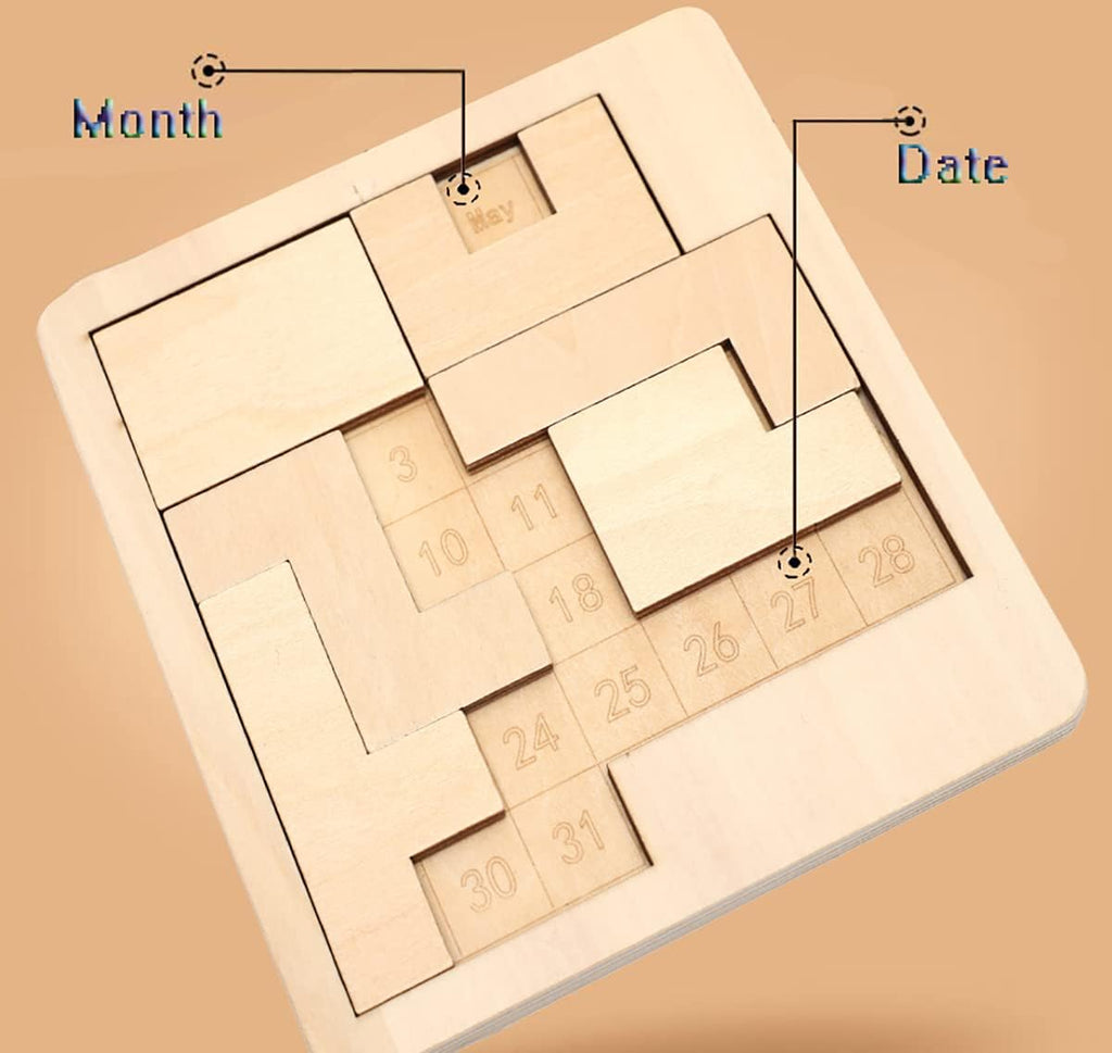Skiennix Daily Calendar Puzzle - Challenging Wooden Puzzle for Adults | Perfect Easter & Christmas Gift