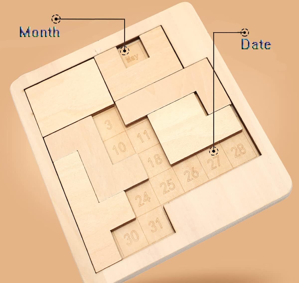 Skiennix Daily Calendar Puzzle - Challenging Wooden Puzzle for Adults | Perfect Easter & Christmas Gift