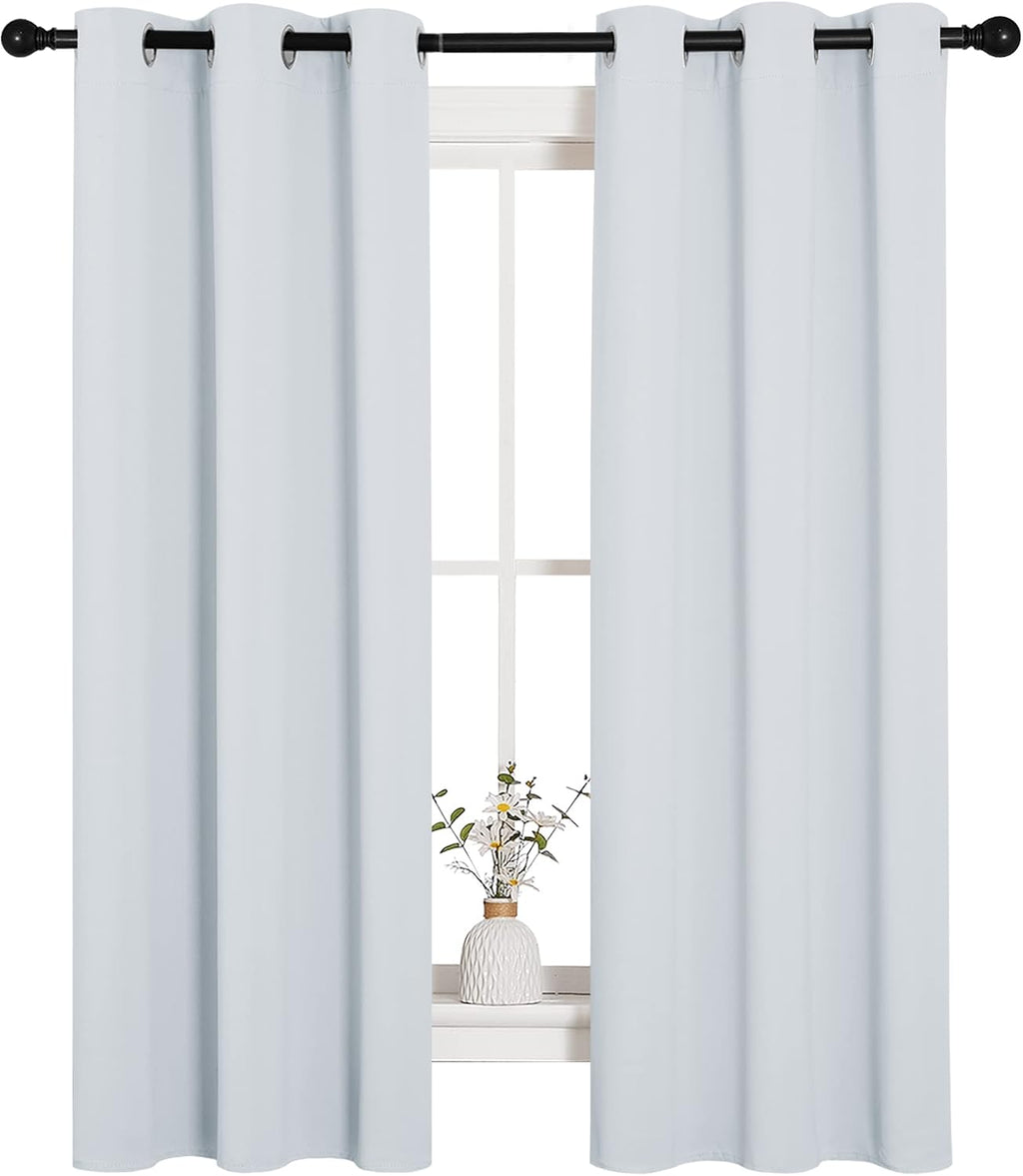 NICETOWN Room Darkening Curtains - Thermal Insulated Grommet Drapes for Bedroom | Greyish White, 34x63 Inches (2 Panels)