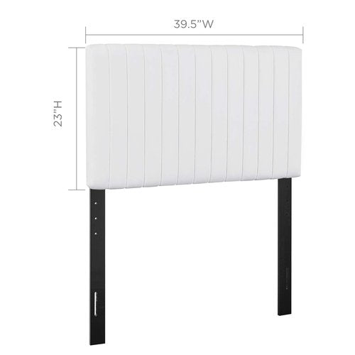 Modway Keira Channel Tufted Faux Leather Upholstered Twin Headboard in White