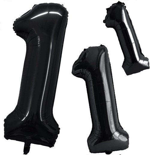 GOER Black Foil Number 1 Balloons - Huge 42" & 32" Birthday Party Decorations (3 Pcs)
