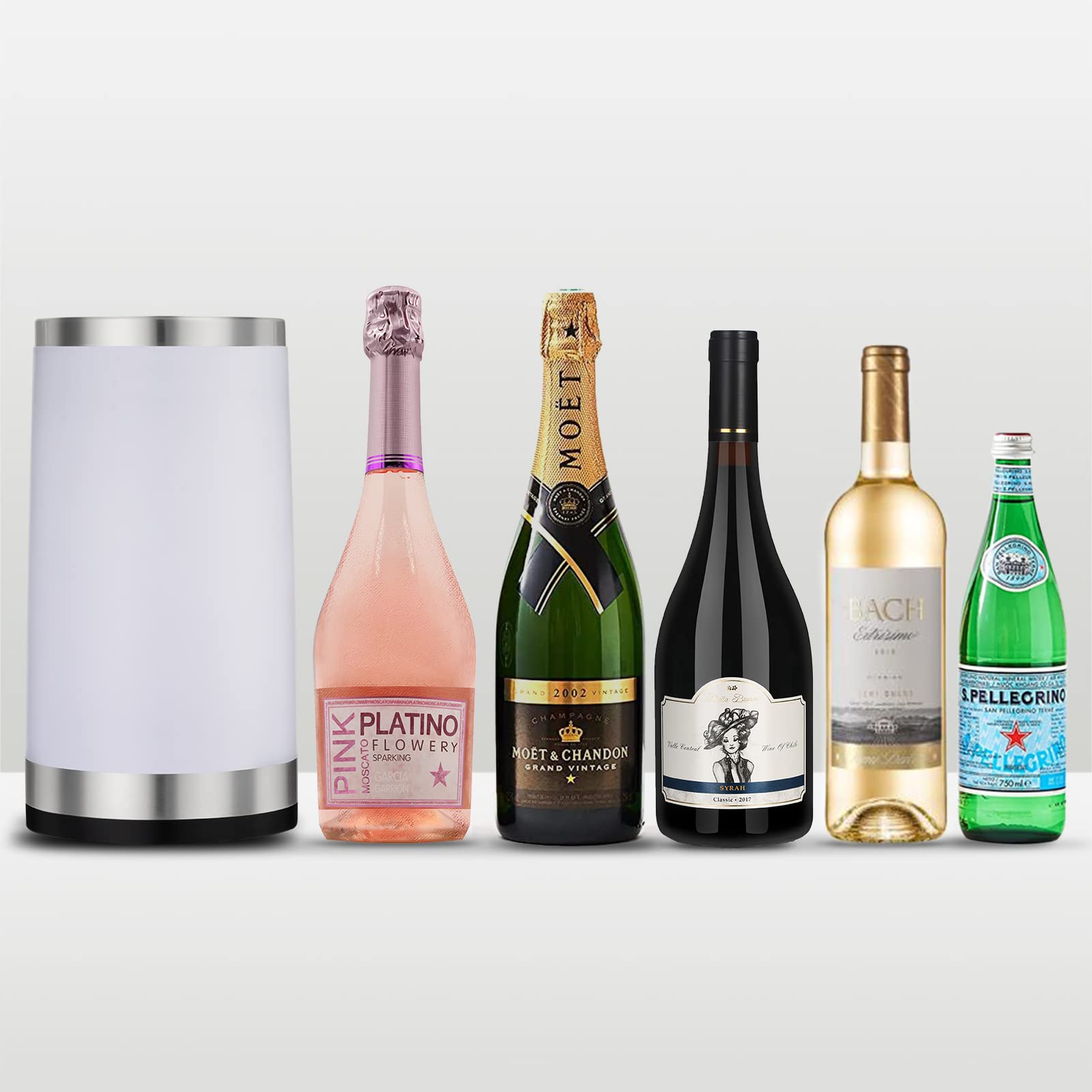Elrigs Wine Chiller with Rechargeable RGB Touch Lamp| Wine Bottle Cooler Bucket| Double Walled Insulator with 2 Ice Pack for 750ml Champagne| Perfect Wine Gifts| Wine Accessories for Party/Dinner
