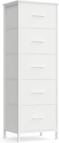 SONGMICS Dresser - Stylish Chest of Drawers with 5 Non-Woven Fabric Bins | Cloud White & Snow White