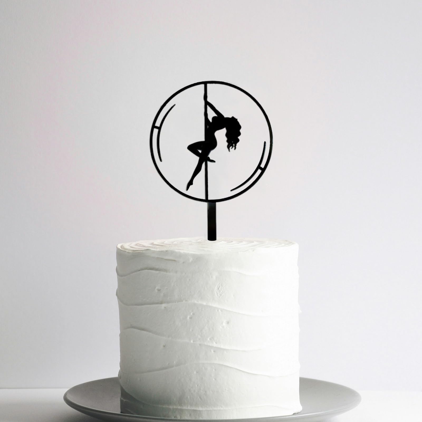 1 Pcs Bachelor Party Cake Topper Pole Dance Girl Cake Toppers Bachelor Party Decorations Bachelorette Shower Birthday Party Decorations Supplies (Black-Circle)