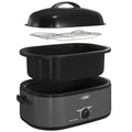 SUNVIVIPRO Roaster Oven, Electric Roaster Oven with Viewing Lid, Large Roaster with Removable Pan & Rack, Turkey Roaster with Unique Defrost/Warm Function, Stainless Steel, Grey, 20QT
