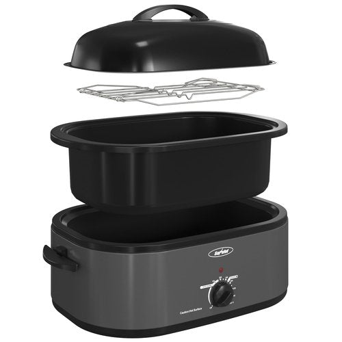 SUNVIVIPRO Roaster Oven, Electric Roaster Oven with Viewing Lid, Large Roaster with Removable Pan & Rack, Turkey Roaster with Unique Defrost/Warm Function, Stainless Steel, Grey, 20QT