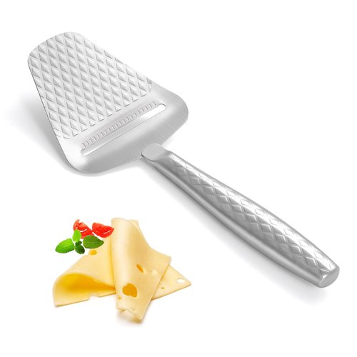 Stainless Steel Cheese Slicer – Effortless Slicing for All Cheeses – Premium Handheld Cheese Cutter – Cheese Plane for Block Cheese – Quilted Pattern Reduces Resistance, Non-Stick & Ergonomic Grip