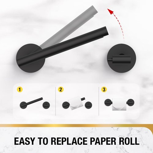 HITSLAM Toilet Paper Holder - Matte Black Double Post Pivoting Design | Durable SS304 Stainless Steel