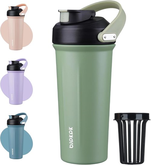 BJPKPK Insulated Tumbler - 25 oz Stainless Steel Shaker Water Bottle for Protein Mixes | Forest Green