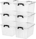 Citylife 22 QT Clear Plastic Storage Bins - Stackable & Nestable Containers for Garage, Closet, Kitchen | 6 Pack