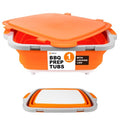 Drip EZ Collapsible BBQ Prep Tub- for Meal Prep Marinating Food Storage - Includes Cutting Board & Locking Lid - (1) OG - Orange