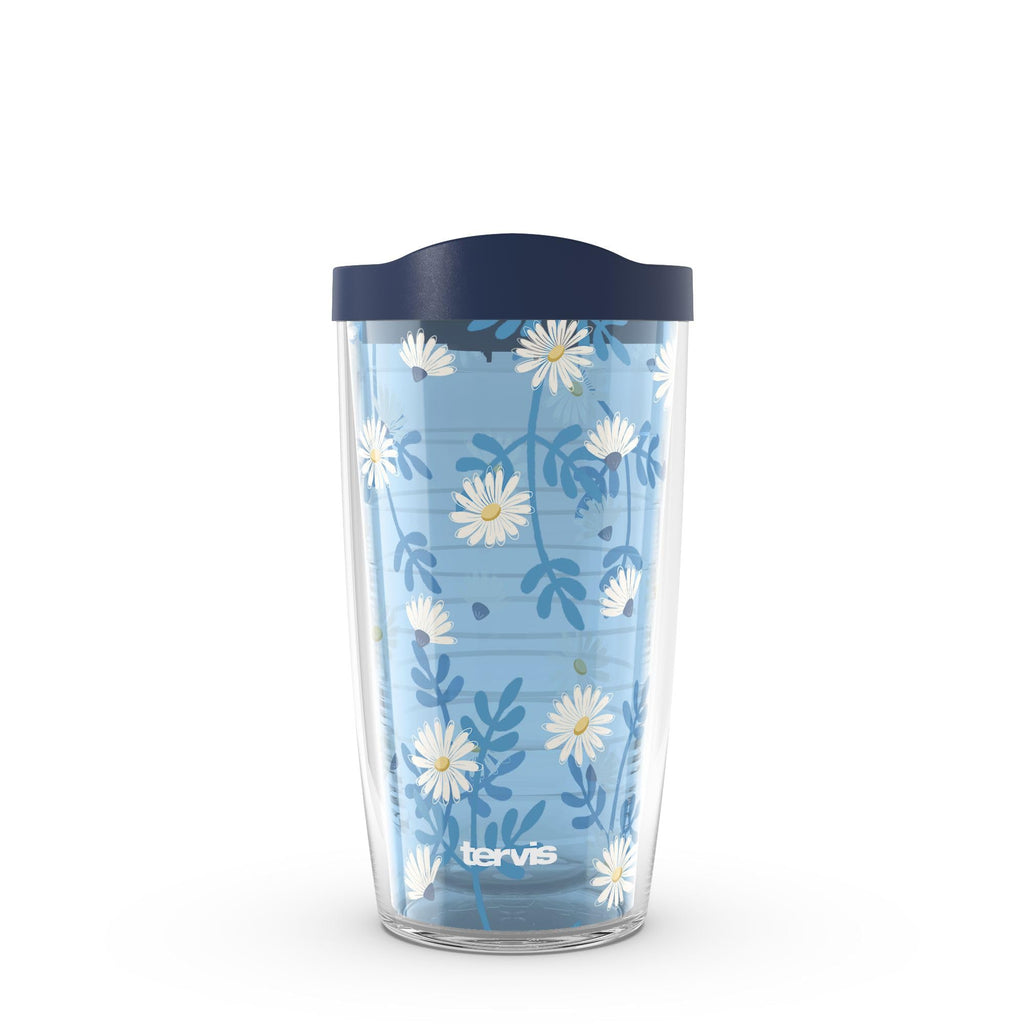 Tervis Skyfall Daisies Made in USA Double Walled Insulated Tumbler Travel Cup Keeps Drinks Cold & Hot, 16oz, Classic