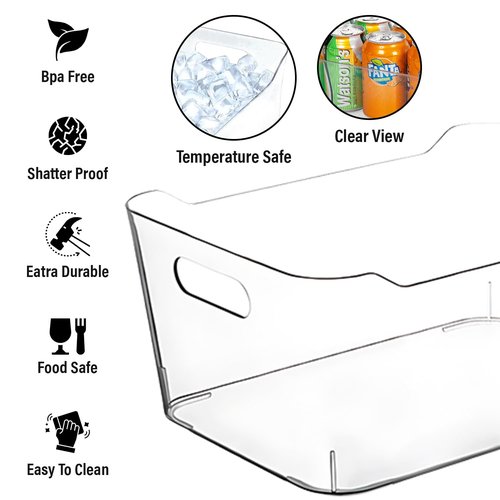 ShelfShaper Plastic Clear Storage Bins with Labels, Home Freezer Refrigerator Pantry Organizers and Storage Containers Fridge Organizer Bins Kitchen Organization Cabinet Medicine Bin for organizing