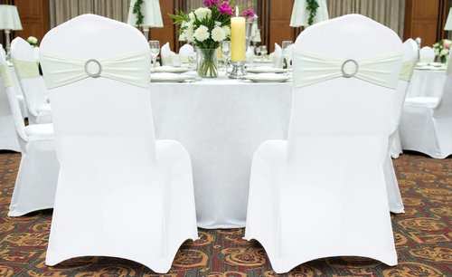 MDS Spandex Chair Sashes - Premium Stretch Covers with Buckle Slider for Weddings & Events | Ivory, Pack of 100