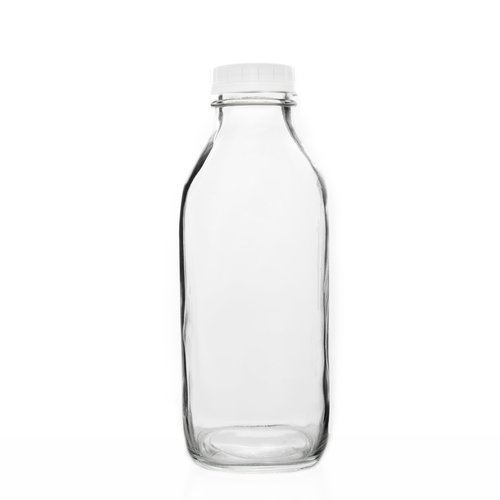 Fox Run Glass Classic Milk Bottle With Lid, 32 oz or 1 Quart Capacity