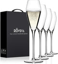 Champagne Flutes Glasses Set of 4, Hand Blown Crystal Wedding Flutes Glass, Ideal for Weddings, Anniversaries, Christmas, Special Days, 10.5 inch, 7.5 oz, Clear
