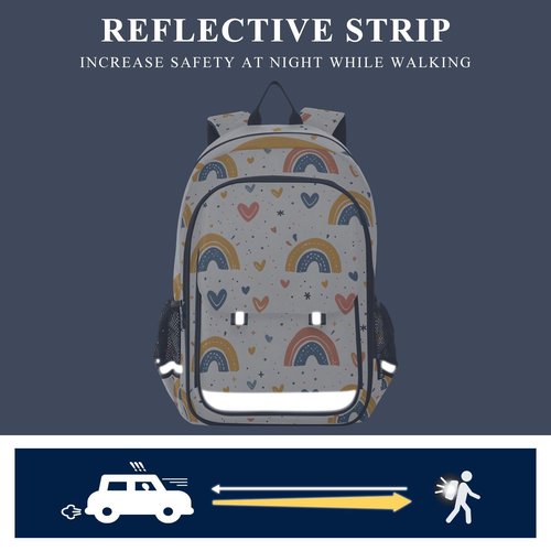 senya School Backpack Kids College Rucksack Travel Bookbag Fashion Back Pack Girls Boys Hearts and Rainbows