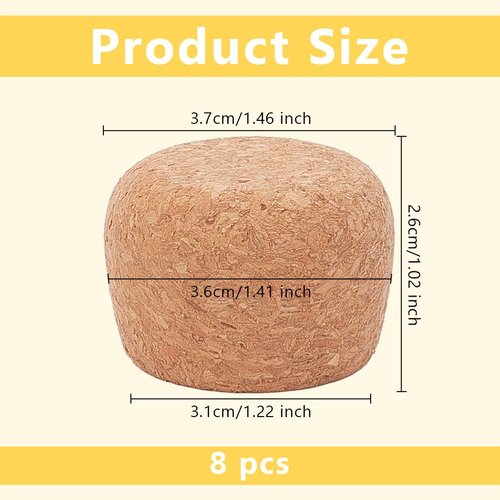 OLYCRAFT 8Pcs Wooden Cork Stoppers 1.2~1.5 Inch Cork Bottle Stoppers Wooden Tapered Corks Wood Lids Replacement Bottle Stopper Corks for Wide Mouth Bottle Glass Bottle Accessories - 1 Inch Thick