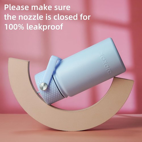 BJPKPK Insulated Water Bottle - 15oz Stainless Steel Thermo with Straw Lid | Cute & Leak-Proof Light Blue