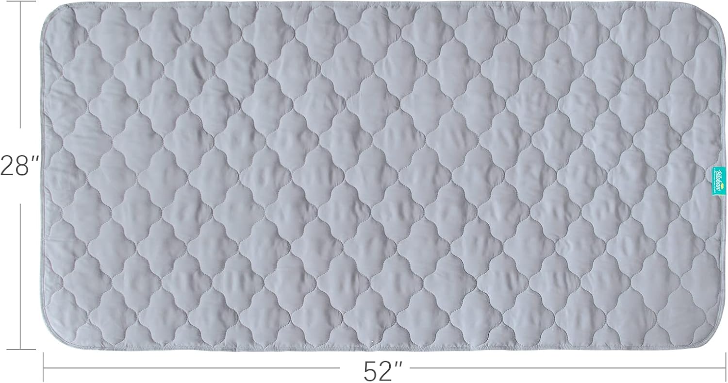 Skiennix Waterproof Crib Mattress Protector Pad - Non-Slip & Absorbent | 2 Pack, 28" x 52", Quilted Grey