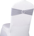 Skiennix 50 Pack Spandex Chair Sashes - Silver Grey with Slider Buckles for Weddings & Events