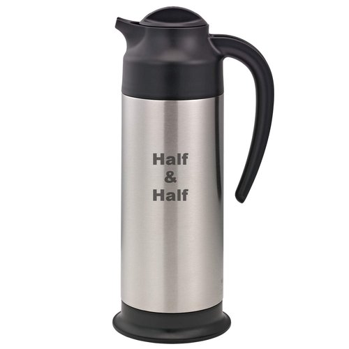 Service Ideas SSN100HHET Steelvac Creamer Carafe,"Half & Half" Etched, Stainless Vacuum Insulated, 1 Liter (33.8 Ounces), Dishwasher safe, NSF listed, Brushed finish