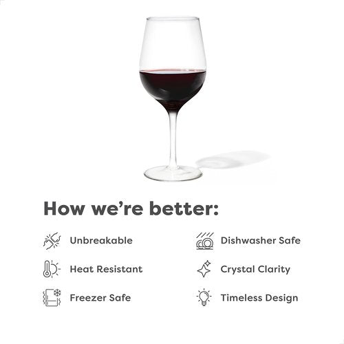TOSSWARE Reserve 16oz Wine Set of 4, Premium Quality, Tritan Dishwasher Safe & Heat Resistant Unbreakable Plastic Cocktail Glasses, 4 Count (Pack of 2), Stemmed