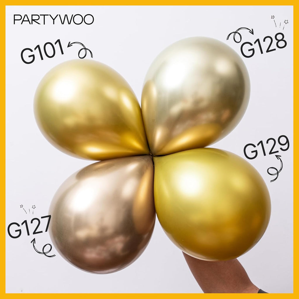 PartyWoo Metallic Gold Balloons - 50pcs Mini 5-Inch Chrome Latex for Graduation & Celebrations