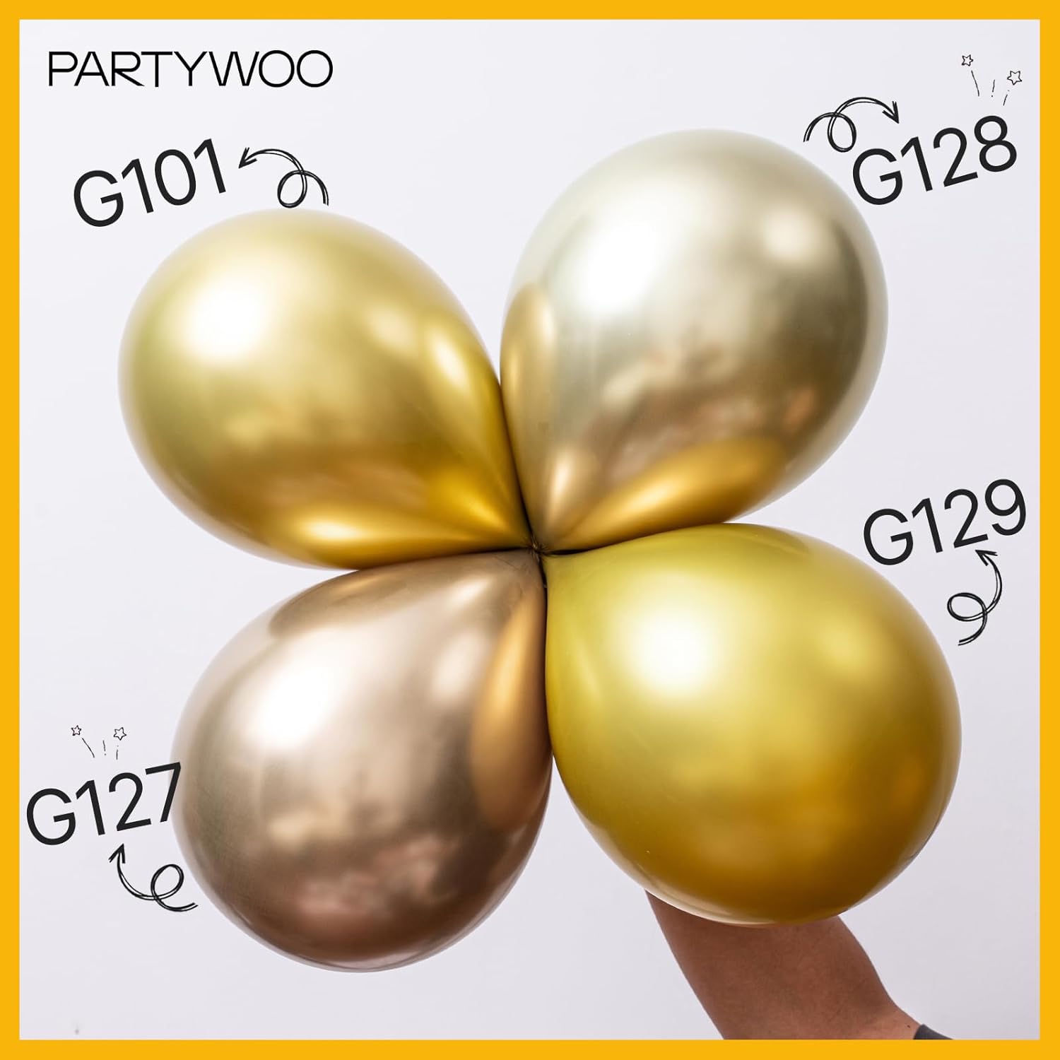 PartyWoo Metallic Gold Balloons - 50pcs Mini 5-Inch Chrome Latex for Graduation & Celebrations