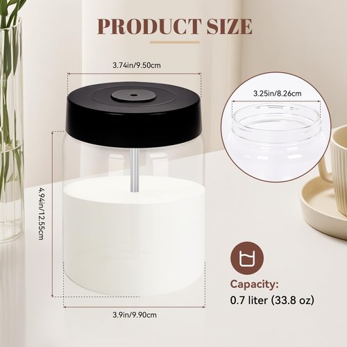 Lynzro Glass Milk Container for Miele, Compatible with Coffee Machines for Miele 11574240, CM 7750 6360 5300 5310 5510 6160 6350, Prime 316 stainless steel,Incompatible for Built-in Coffee Makers
