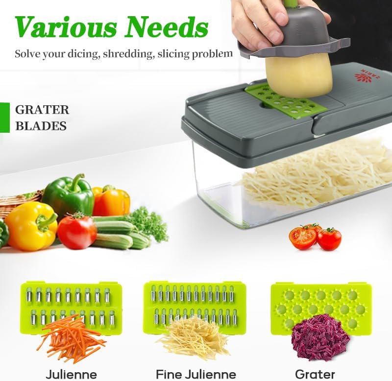 ZARIN 16-in-1 Vegetable Chopper & Slicer - Multi-Function Kitchen Gadget for Effortless Meal Prep
