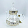 Marrakesh Gardens Imported Moroccan Glass Teapot with Integrated Filter, Bring Home a Beautifully Functional Near East Tradition, 47 Ounces. (1.50 L), Clear