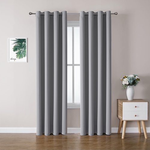 ChrisDowa Blackout Curtains - Thermal Insulated Grommet Panels for Living Room | Light Grey, 52 x 80 Inches