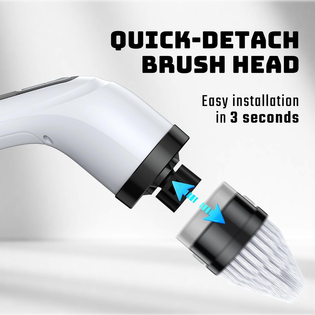 Skiennix Electric Spin Scrubber - Cordless Bathroom Cleaner with Long Handle & 7 Brush Heads | IPX7 Waterproof
