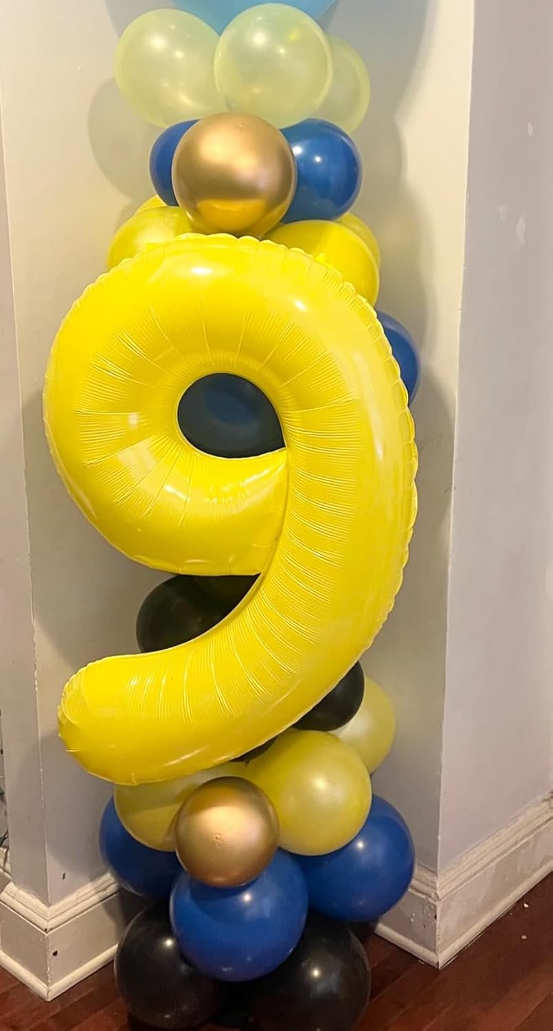 40 Inch Yellow Number 9 Balloon - Perfect for Birthday Parties, Engagements, and Graduations