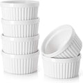 DOWAN Ramekins - 4 oz Oven Safe Porcelain Custard Cups for Baking | Set of 6 Soft White Bowls