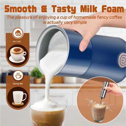 Seydere Simple Milk Frother, 2 in 1 Milk Steamer and Frother, Electric Milk Steamer, Milk Warmer and Hot Milk Foam Maker for Latter, Macchiato, Cappuccinos，Blue