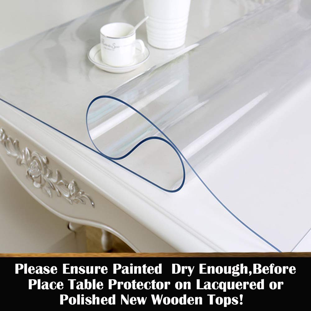 16x26 Inch Transparent Protector Mat for Table Waterproof Table Mats Clear Plastic Table Protector Crystal PVC Table Cloth Vanity Mat Dresser Mat Table Pad Protector 1.5mm Thick Clear Mat for Desk