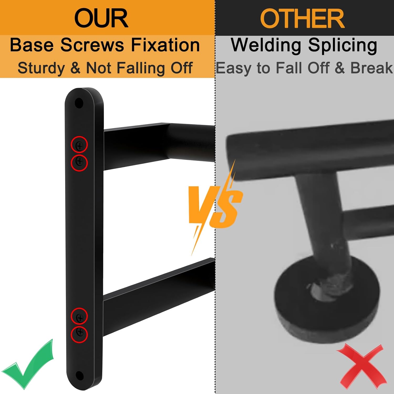 Skiennix Double Towel Bar - 24-Inch Stainless Steel Wall-Mounted Towel Rack in Matte Black