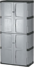Rubbermaid Freestanding Storage Cabinet - Lockable Five Shelf Design | 690-Pound Capacity in Gray for Garage & Outdoor Use