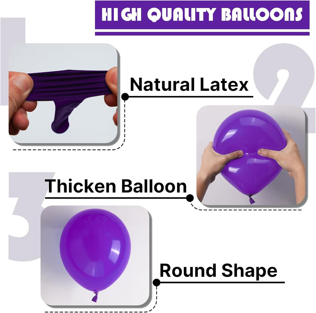 PartyWoo Dark Purple Balloons - 155-Piece Balloon Arch Kit for Birthday & Baby Shower Decor | 5-18 Inch Sizes