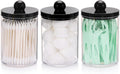 Tbestmax Qtip Holder - 10oz Plastic Apothecary Jar with Black Lid for Cotton Swabs & Pads | Black
