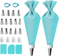 Skiennix Reusable Piping Bags Set - 14-Inch Pastry Bags with 14 Tips & Couplers for Cake Decorating