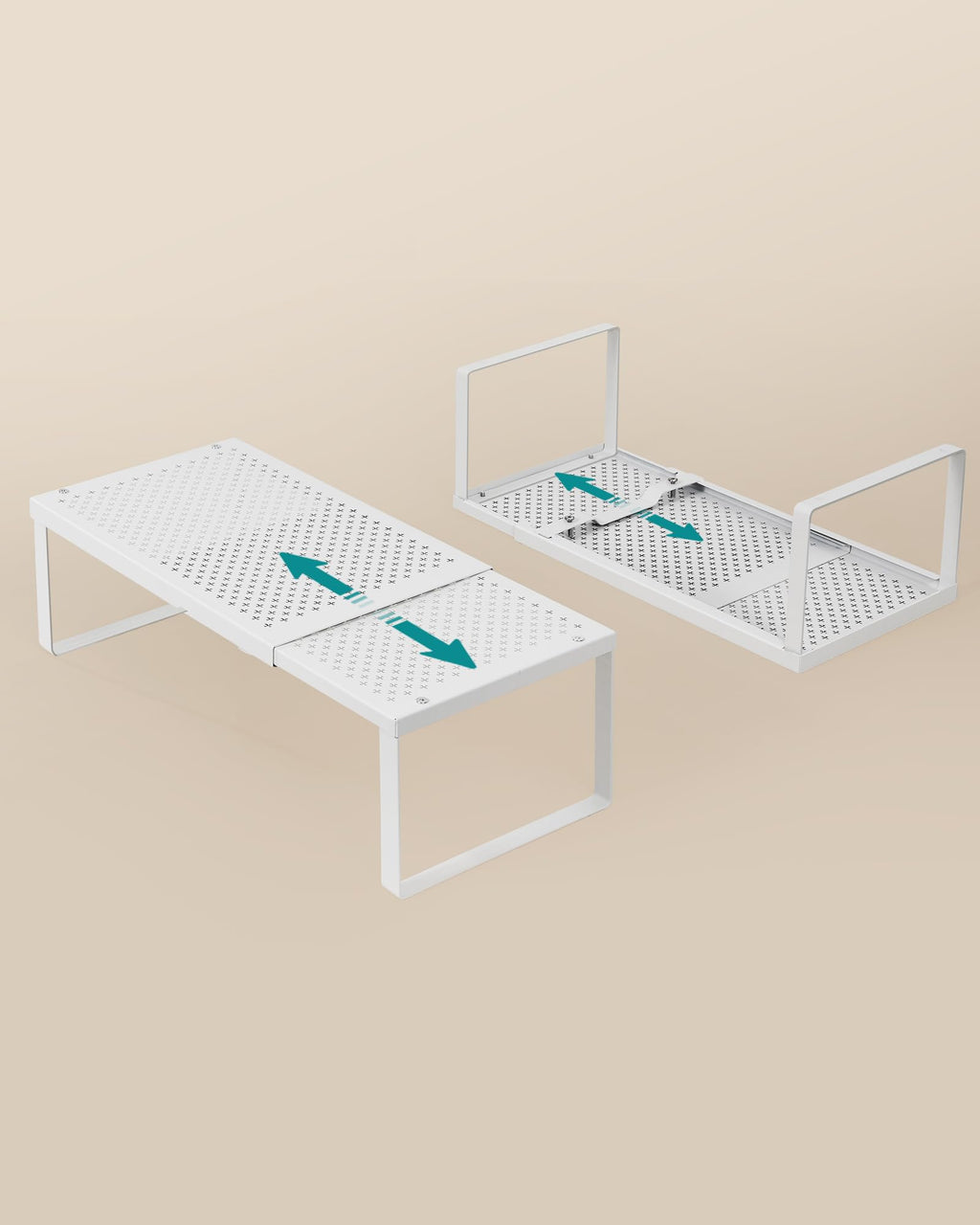 SONGMICS Spice Racks, Set of 3 Expandable Kitchen Countertop Shelves, Small Cupboard Organizers, Metal, Space-Saving Tabletop Shelves, Matte White UKCS403WC01