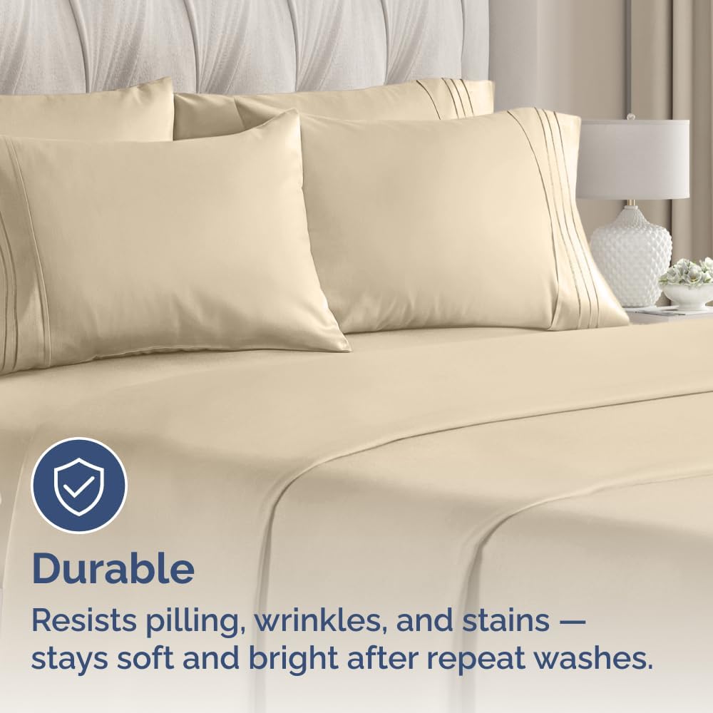 Queen Pillow Cases by Ultra Soft | Hotel Quality, Wrinkle-Free & Easy-Care - 10 Pcs Set in Cream