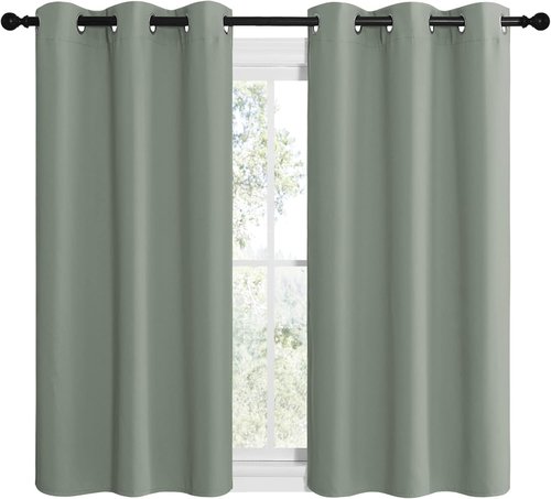 NICETOWN Greyish Green Room Darkening Curtains - Thermal Insulated Grommet Drapes (Set of 2, 42" x 48")