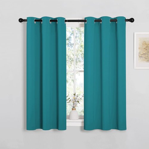 NICETOWN Blackout Curtains - Thermal Insulated Room Darkening Panels for Kids & Modern Bedrooms | Peacock Teal, 45" Length, Set of 2